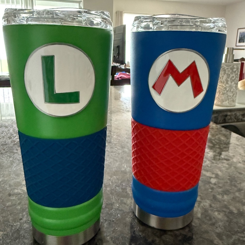 Mario and Luigi Insulated 24o Tumblers - Blue, Red, Green